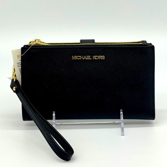 Michael Kors Lg Double Zip Wallet Wristlet Black - Picture 2 of 8